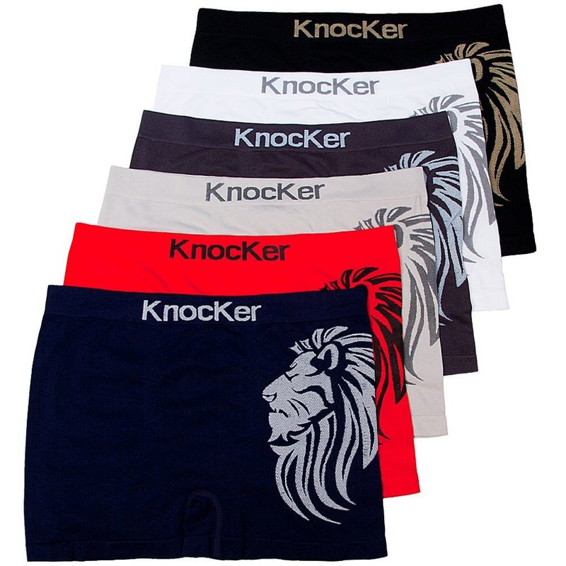Knocker بوكسرات ميكروفايبر للرجال 6 مقاس واحد بدون خياطة ضغط داخلي - Image 1